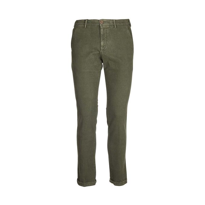 1000 STRIPED VELVET CHINO TROUSERS Man Military Green