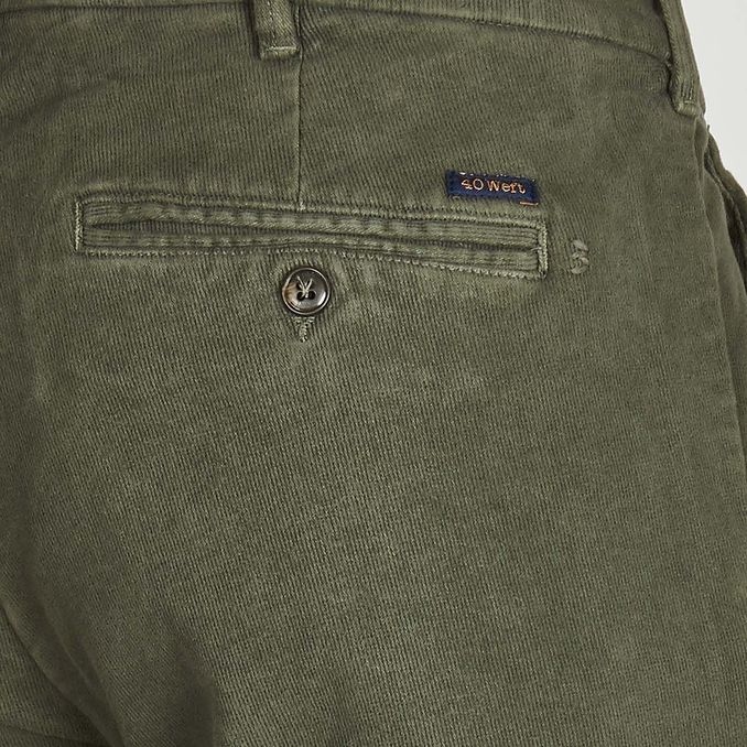 1000 STRIPED VELVET CHINO TROUSERS Man Military Green