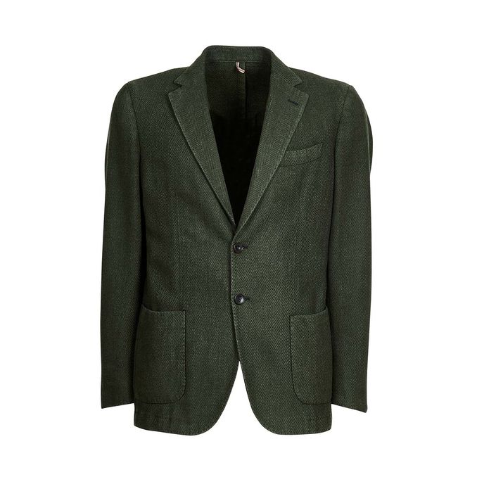 2 BUTTON HERRINGBONE JACKET Man Green