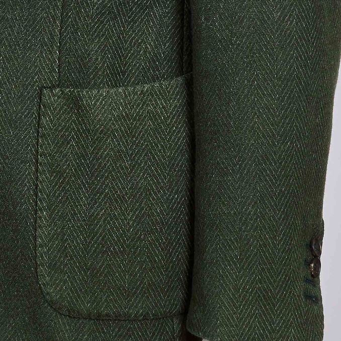 2 BUTTON HERRINGBONE JACKET Man Green
