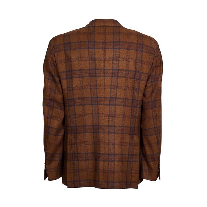 2 BUTTON SCOTTISH TARTAN JACKET Man Camel Blue