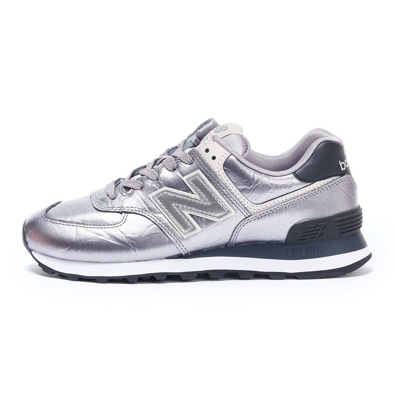 Amazon.com | New Balance Men's 574 V1 Leather Sneaker, White/Gum, 9 D US |  Road Running