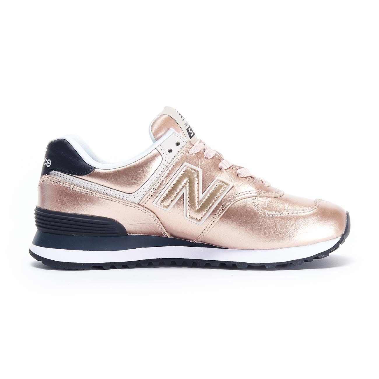 NEW BALANCE 574 LIFESTYLE METALLIC SNEAKERS Woman Rose gold