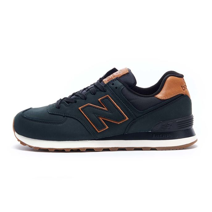 NEW BALANCE 574 LIFESTYLE NUBUCK SNEAKERS Man Black | Mascheroni Sportswear