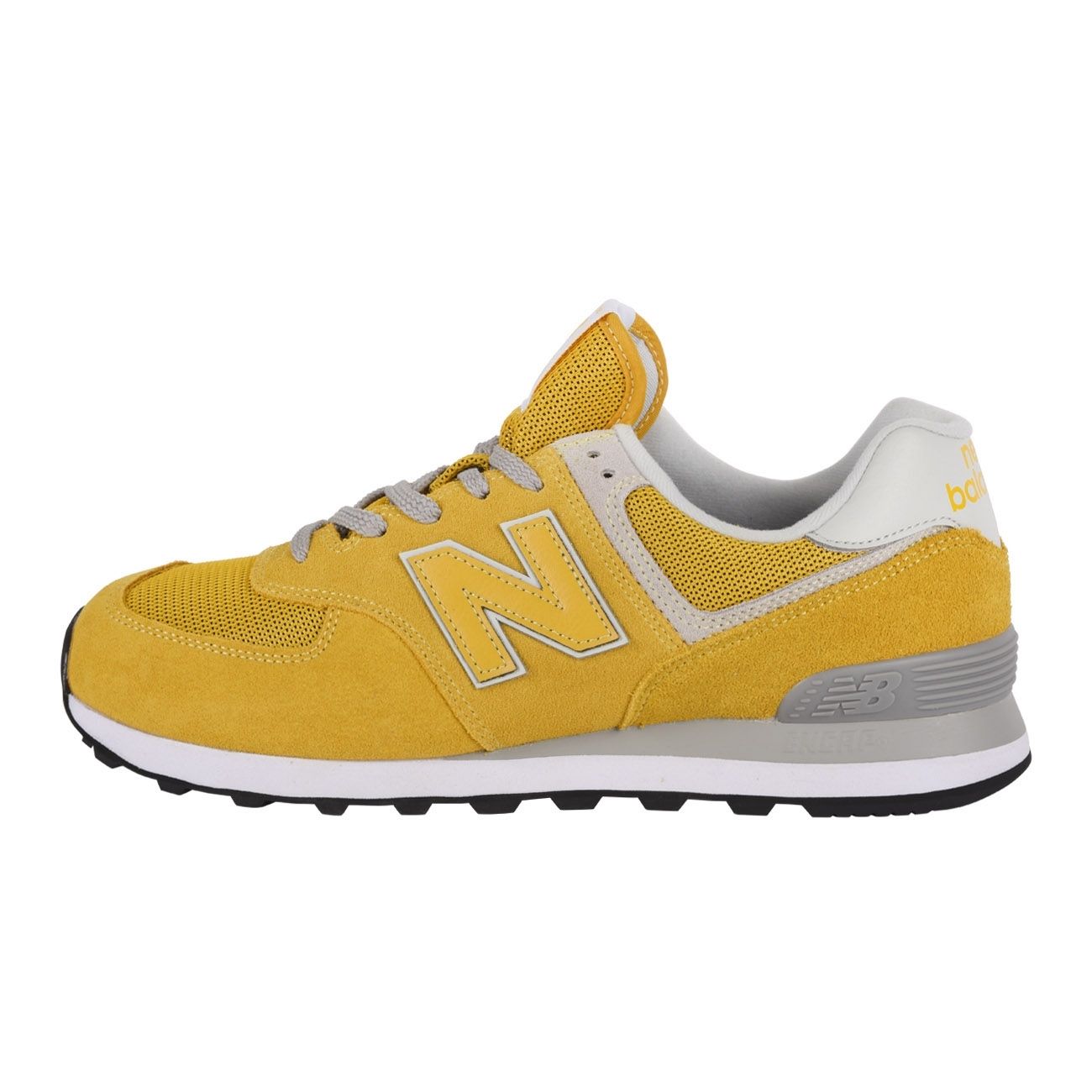 new balance 574 yellow suede/mesh trainers