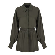 ABOVE KNEE CHEMISIER IN GABARDINE Woman Military Green ABOVE KNEE CHEMISIER IN GABARDINE Woman Military Green