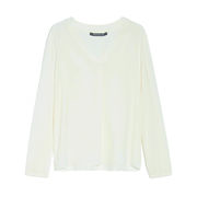 ACETATE SILK PLAZED SHIRT Woman Ivory White ACETATE SILK PLAZED SHIRT Woman Ivory White