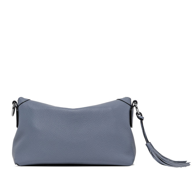 AFRICA SHOULDER BAG WITH FLAP AND BRAIDED HANDLE Woman Soft Blue