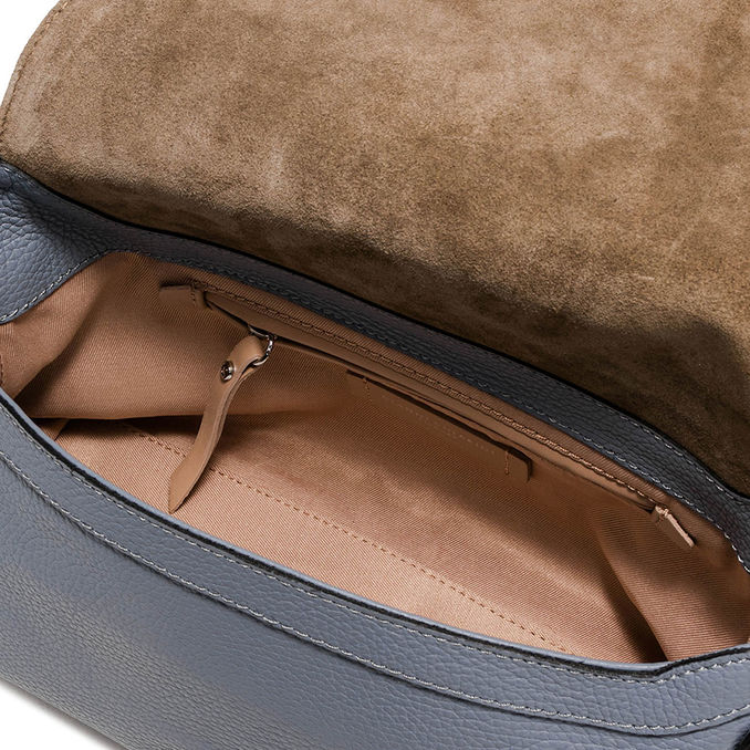 AFRICA SHOULDER BAG WITH FLAP AND BRAIDED HANDLE Woman Soft Blue