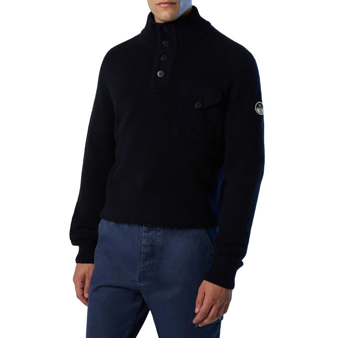 ARCHIVE SWEATER WITH BUTTONS Blue