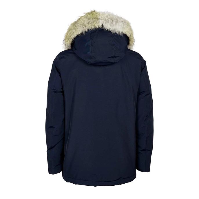 ARCTIC ANORAK WITH HOOD AND DETACHABLE FUR Man Melton blue