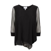 ASYMMETRIC BLOUSE WITH SEE-THROUGH INSERT Woman Black ASYMMETRIC BLOUSE WITH SEE-THROUGH INSERT Woman Black