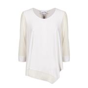 ASYMMETRIC BLOUSE WITH SEE-THROUGH INSERT Woman Vanilla ASYMMETRIC BLOUSE WITH SEE-THROUGH INSERT Woman Vanilla