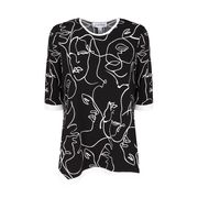 ASYMMETRIC T-SHIRT IN JERSEY WITH GRAFFITI PRINT Woman Black Vanilla ASYMMETRIC T-SHIRT IN JERSEY WITH GRAFFITI PRINT Woman Black Vanilla