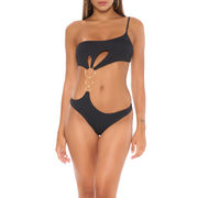 ASYMMETRICAL ONE-PIECE SWIMSUIT 3 CIRCLES Woman Black ASYMMETRICAL ONE-PIECE SWIMSUIT 3 CIRCLES Woman Black