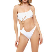 ASYMMETRICAL ONE-PIECE SWIMSUIT 3 CIRCLES Woman White ASYMMETRICAL ONE-PIECE SWIMSUIT 3 CIRCLES Woman White