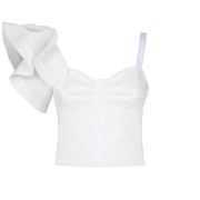 ASYMMETRICAL VOLANT TOP Woman White ASYMMETRICAL VOLANT TOP Woman White