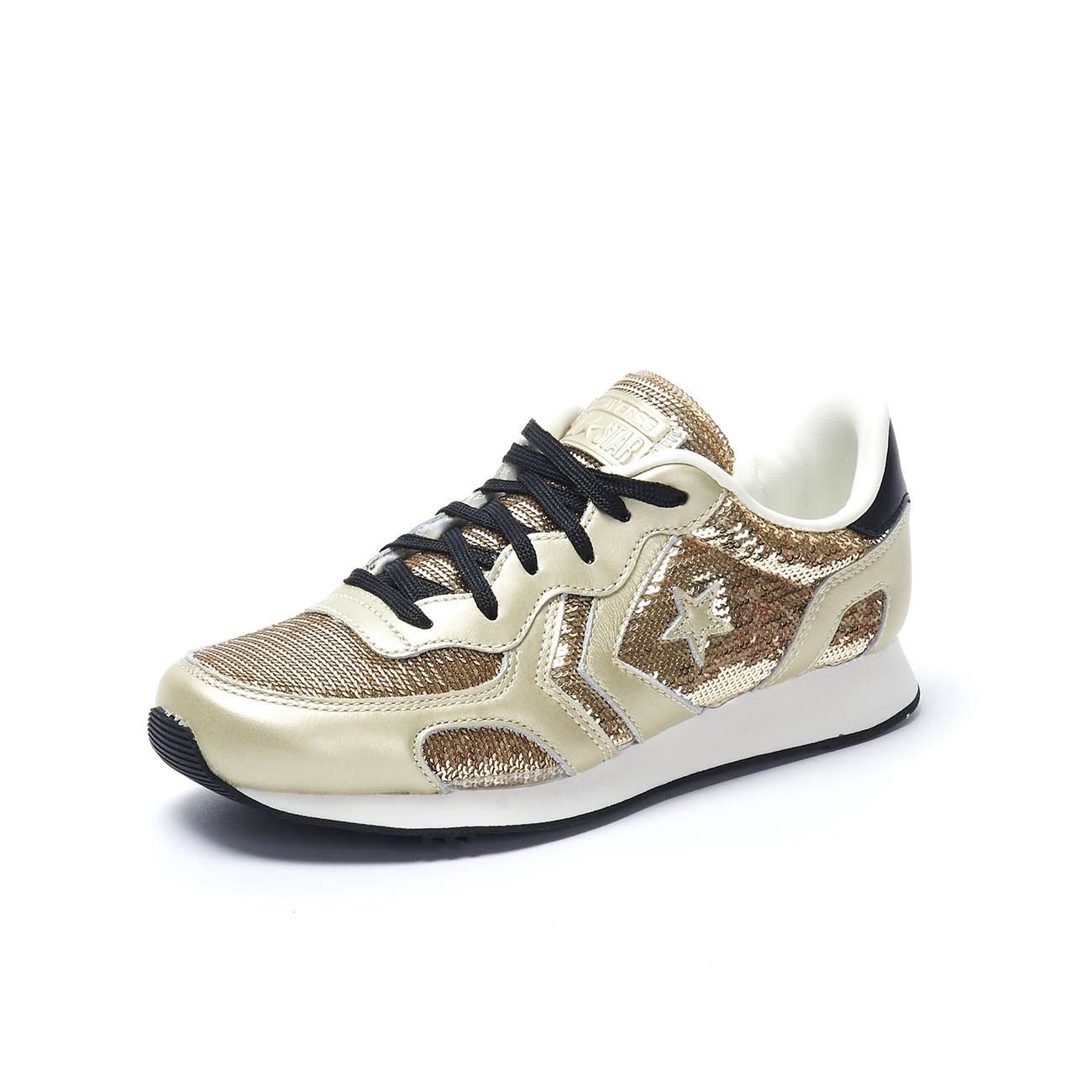 CONVERSE AUCKLAND RACER OX SEQUINS SNEAKERS Woman Light gold White ... بق شو
