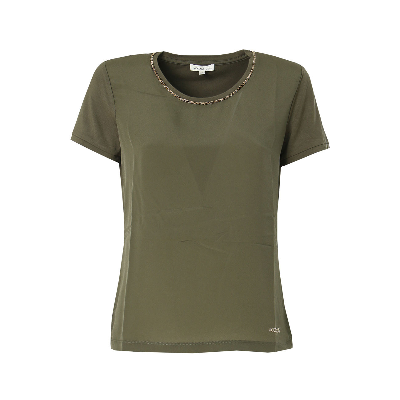 Relatie Prooi markering KOCCA AUSTIN T-SHIRT IN CREPE AND JERSEY Woman Military Green | Mascheroni  Store