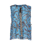 AVIO PRITNED TOP WITH RUCHES Woman Light Blue AVIO PRITNED TOP WITH RUCHES Woman Light Blue