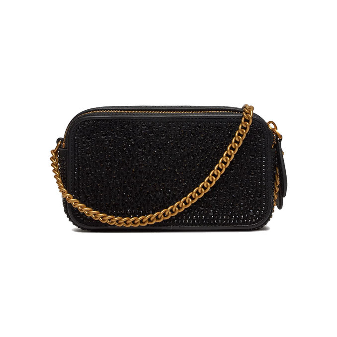 BAG CAMERA CASE FULL STRASS Woman Black Antique Gold