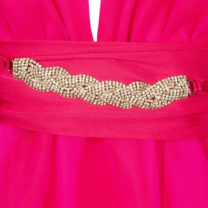 BARBIE LONG DRESS WITH STRASS Woman Fuxia