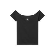 BARDOT NECK T-SHIRT WITH MONOGRAM LOGO Woman Black BARDOT NECK T-SHIRT WITH MONOGRAM LOGO Woman Black