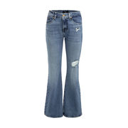BELL-BOTTOM JEANS WITH RIPPERS Woman Mid Blue BELL-BOTTOM JEANS WITH RIPPERS Woman Mid Blue