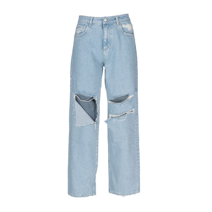 ICON DENIM L.A. BELLA BOYFRIEND RIPPED JEANS Woman Light denim ...