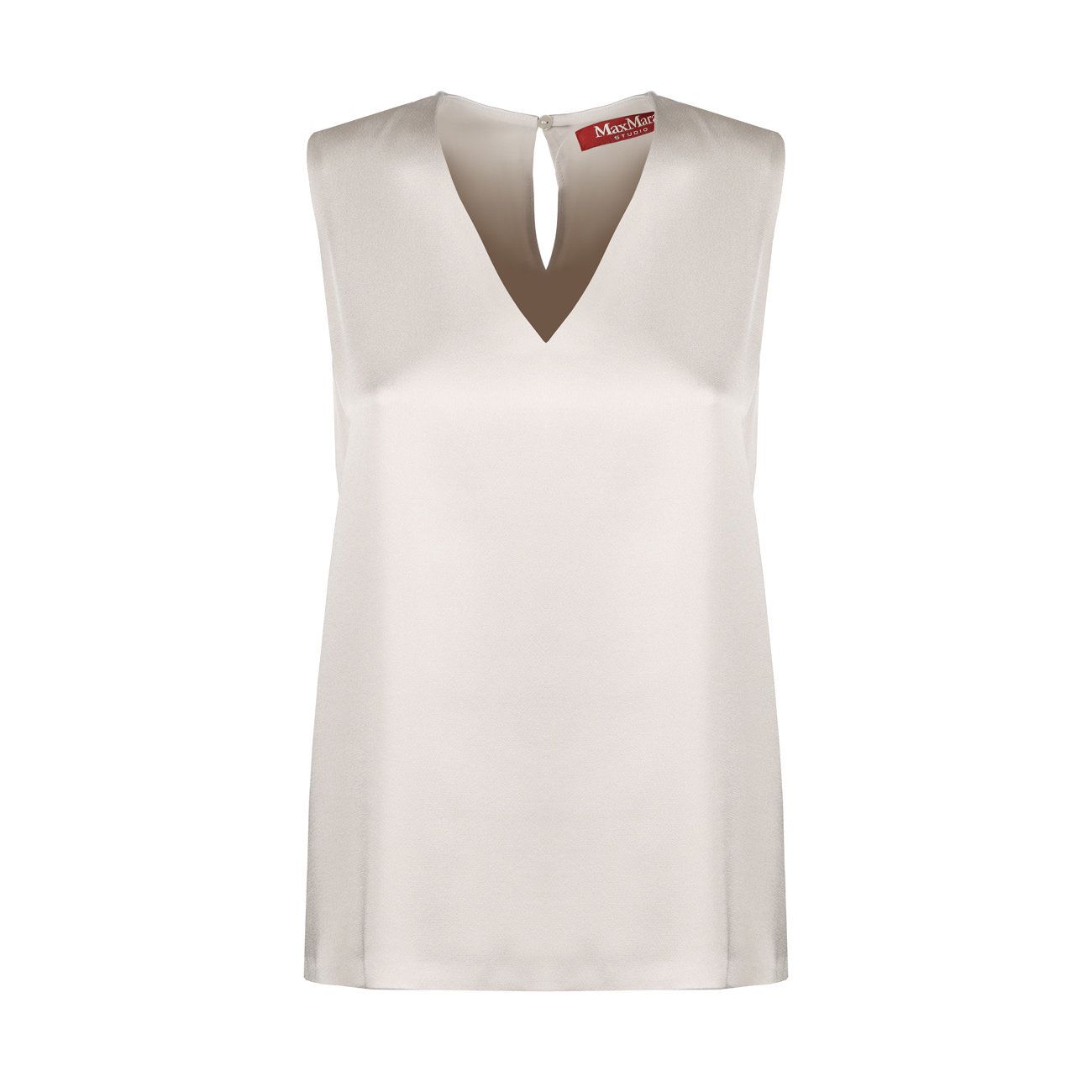 white satin sleeveless top