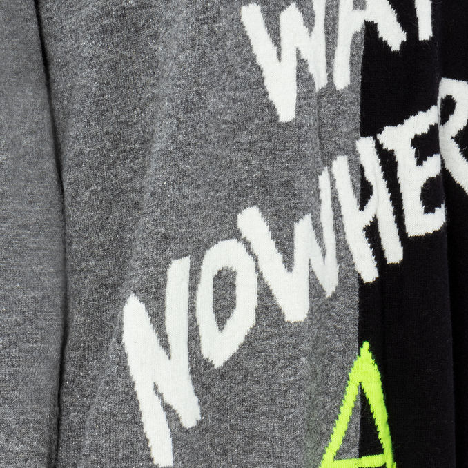 BICOLOR V-NECK PULLOVER WITH WRITING Woman Grigio Medio