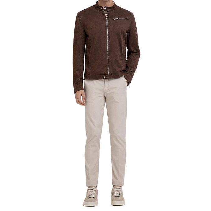 BIKER SUEDE EFFECT Man Dark Brown