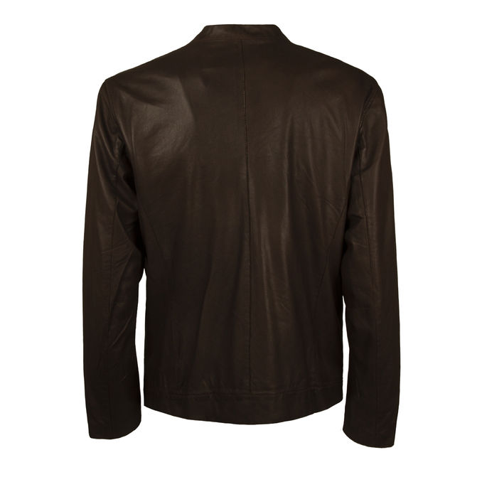 BIKER WITH ZIP IN LEATHER Man Testa Di Moro