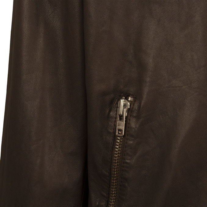 BIKER WITH ZIP IN LEATHER Man Testa Di Moro