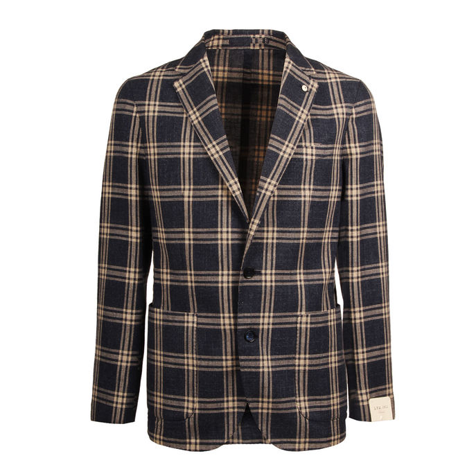 BLAZER CHECK Man Blue Scottish Beige