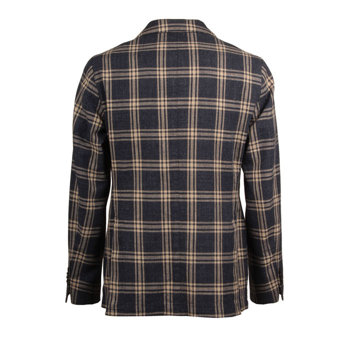 BLAZER CHECK Man Blue Scottish Beige
