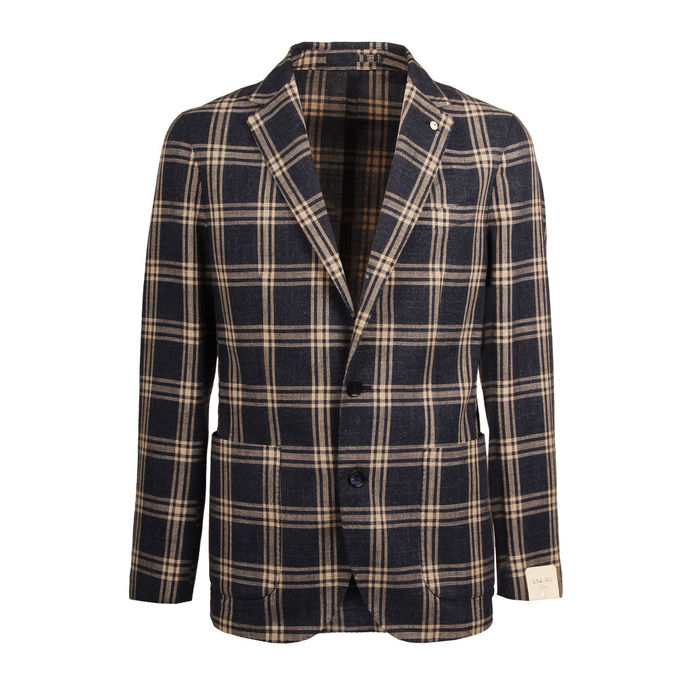 BLAZER CHECK Man Blue Scottish Beige
