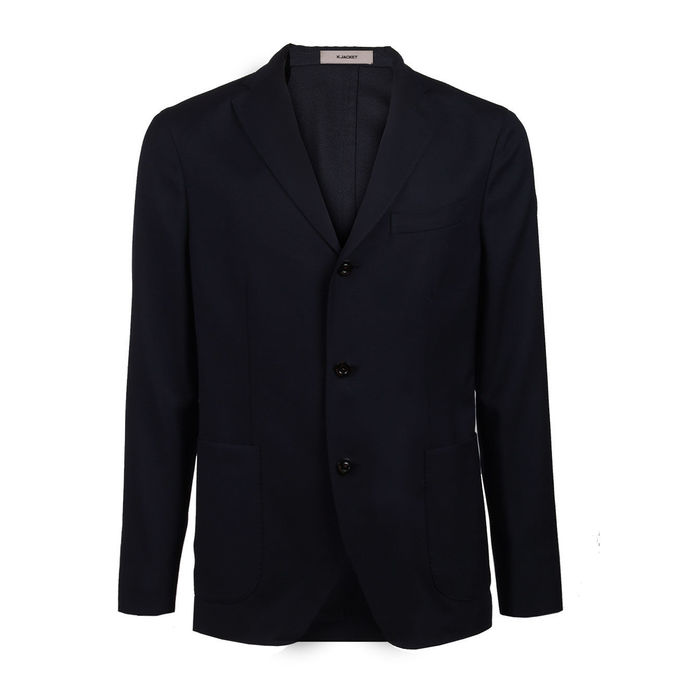 BLAZER COTTON LINEN BLEND Man Blue Navy