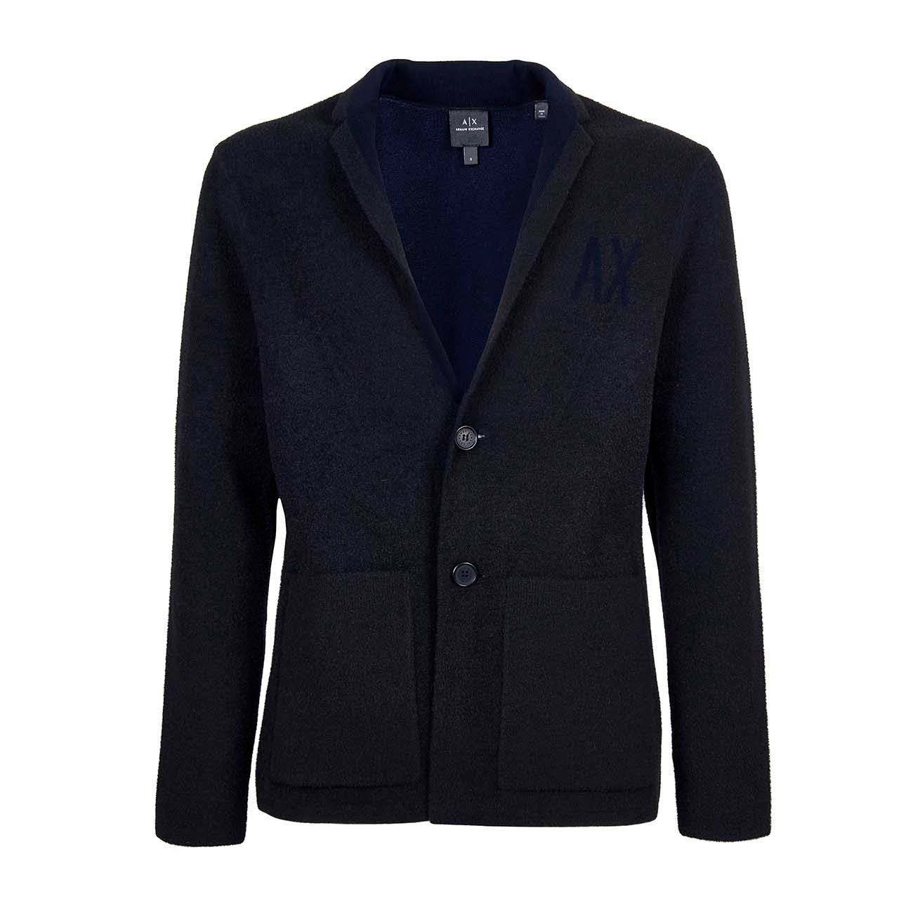 ARMANI EXCHANGE BLAZER IN COTTON BLENd BOILED WOOL EFFECT Man Navy |  Mascheroni Sportswear