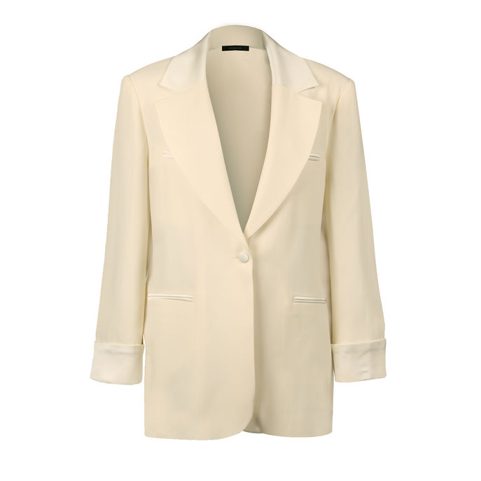 BLAZER OVER SMOKING IN CREPE Woman Cream