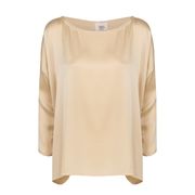 BLOUSE OVERSIZE IN SILK BOAT NECK AND 3/4 SLEEVE Woman Almond BLOUSE OVERSIZE IN SILK BOAT NECK AND 3/4 SLEEVE Woman Almond