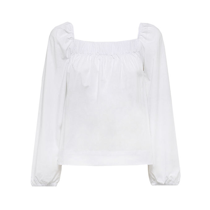 BLOUSE SWEET NECKLINE SQUARE Woman Bianco