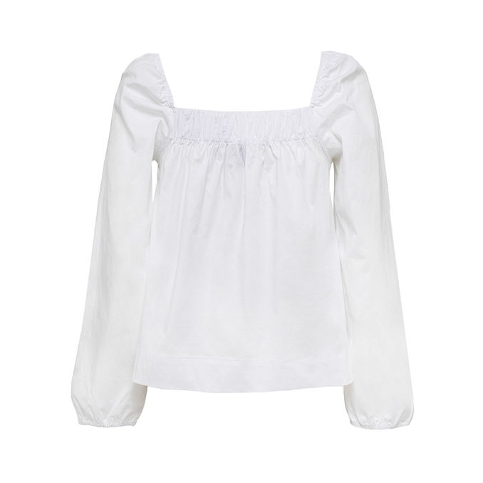 BLOUSE SWEET NECKLINE SQUARE Woman Bianco