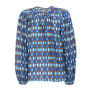 BLOUSE WITH FANTASY Woman Mussola Blu Marrone BLOUSE WITH FANTASY Woman Mussola Blu Marrone