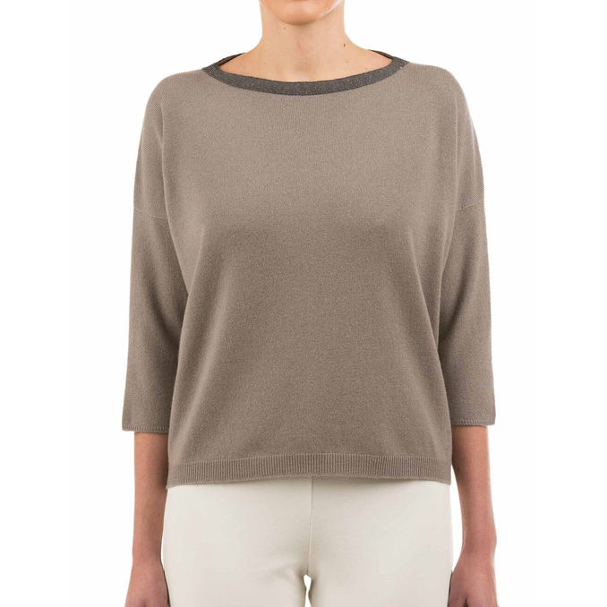 BOAT NECK PULLOVER Woman Taupe Grey