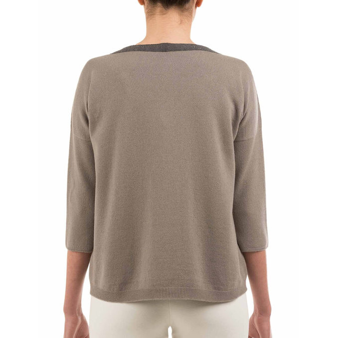 BOAT NECK PULLOVER Woman Taupe Grey