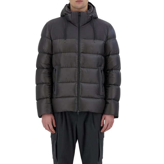 BOMBER Men IN NYLON AND LINEN VELVET Dark Grey