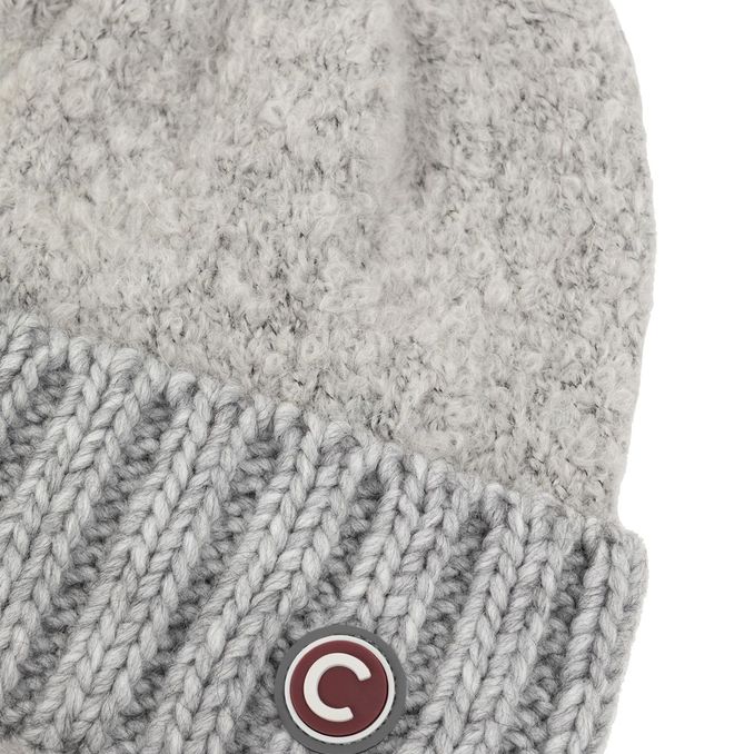 BOUCLE YARN HAT WITH POMPON Woman Grey Melange