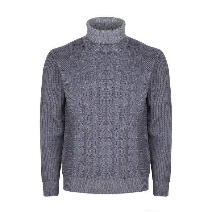 BRAIDED TURTLE NECK JUMPER Man Medium grey