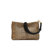 BRENDA BAG LEATHER AND FABRIC Woman Natural Black BRENDA BAG LEATHER AND FABRIC Woman Natural Black